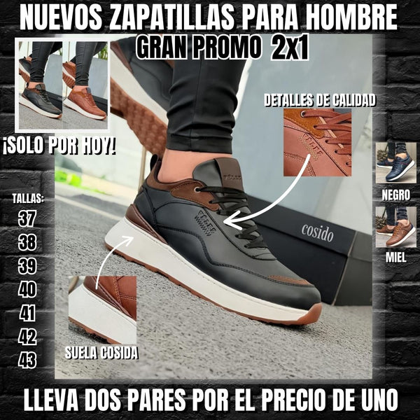 Calidad top👞, precio imperdible:🤩 ¡Aprovecha el 2x1 en zapatillas!