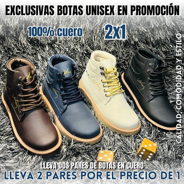 💥Mega Promo 2X1 BOTAS EN CUERO UNISEX + Envío Gratis