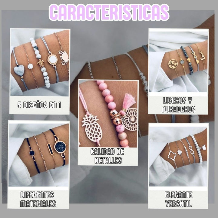 Hermosas pulseras x5 en COMBO 🥰 + envío gratis