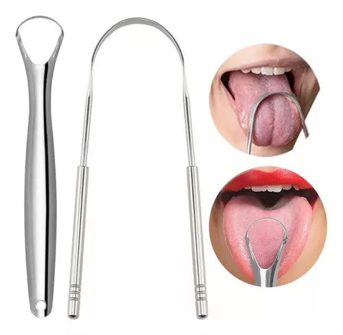 👅Raspador de Lengua en Kit x5 de higiene oral en Acero + Envío Gratis